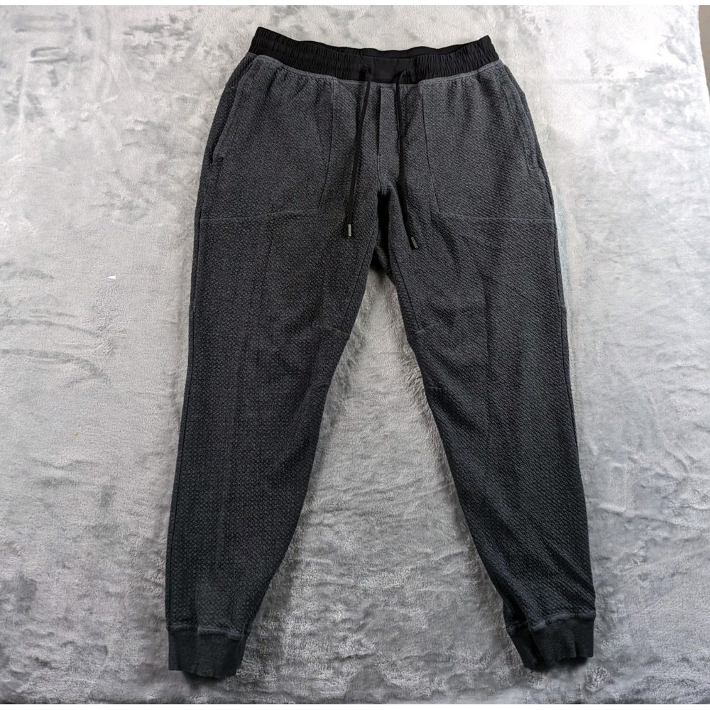 Lululemon Joggers Men XL Gray At Ease Textured Knit Drawstring Casual LM5642S